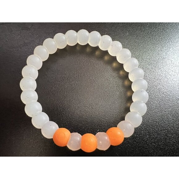 Clear & Orange Rubber Balls Stretchy Bracelet - Picture 3 of 5